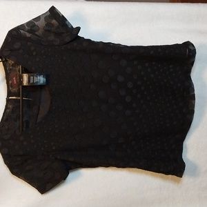 Black Polka Dotted Sheer Top